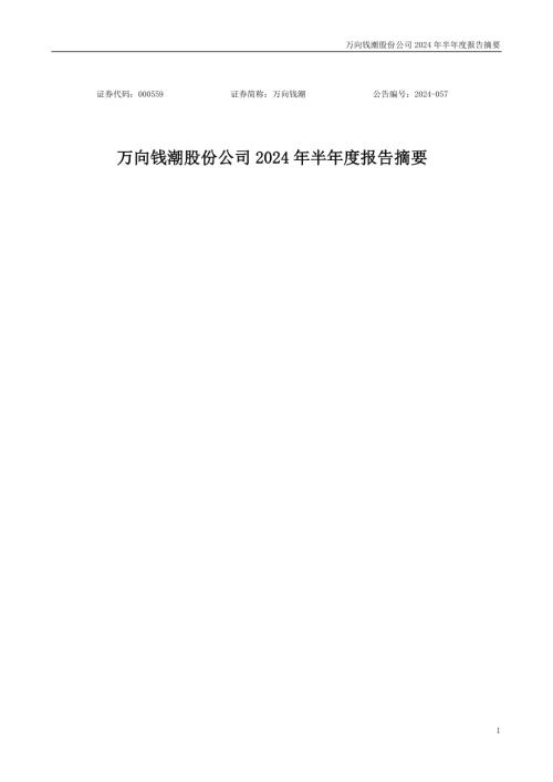 万向钱潮：2024年半年度报告摘要（更正后）.PDF