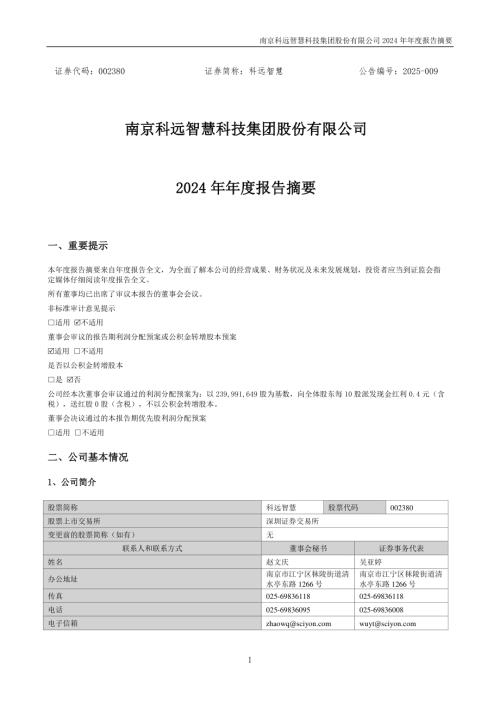 科远智慧：2024年年度报告摘要.PDF