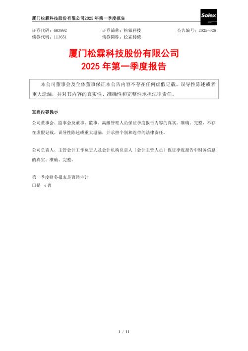松霖科技：2025年一季度报告.pdf