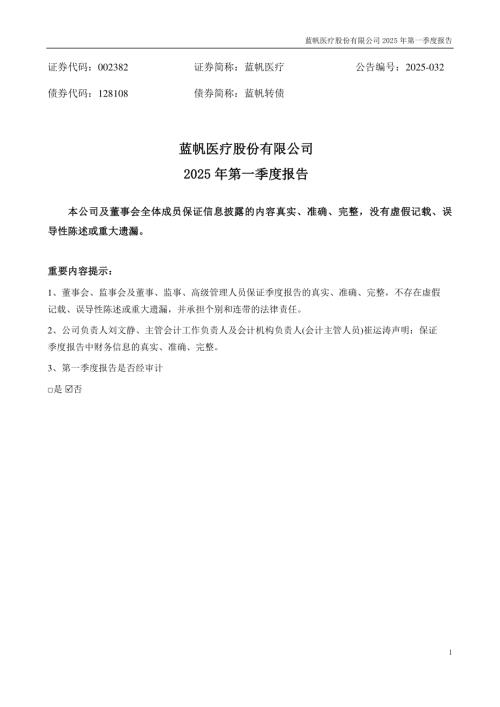 蓝帆医疗：2025年一季度报告.PDF
