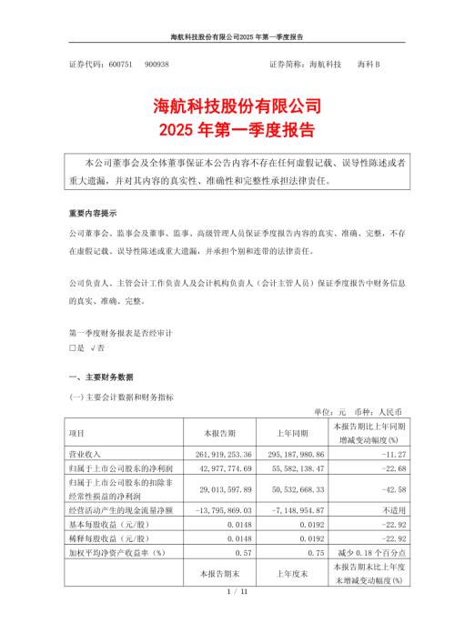 海航科技：海航科技股份有限公司2025年第一季度报告.pdf