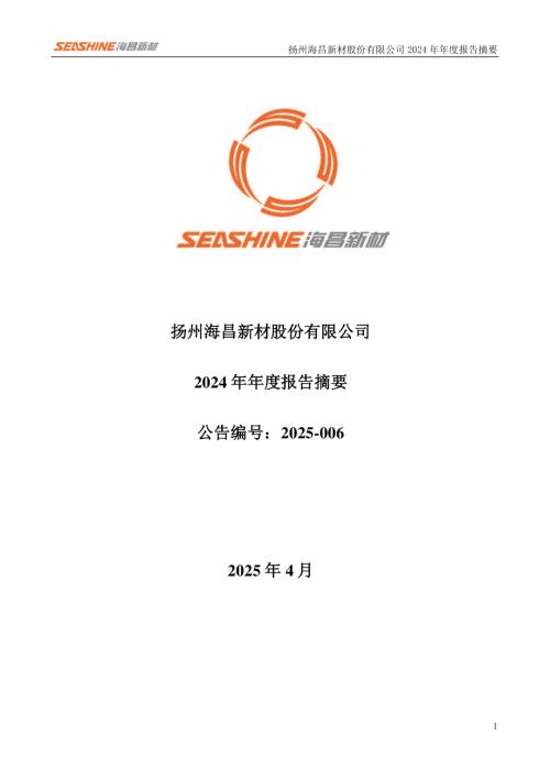 海昌新材：2024年年度报告摘要.PDF