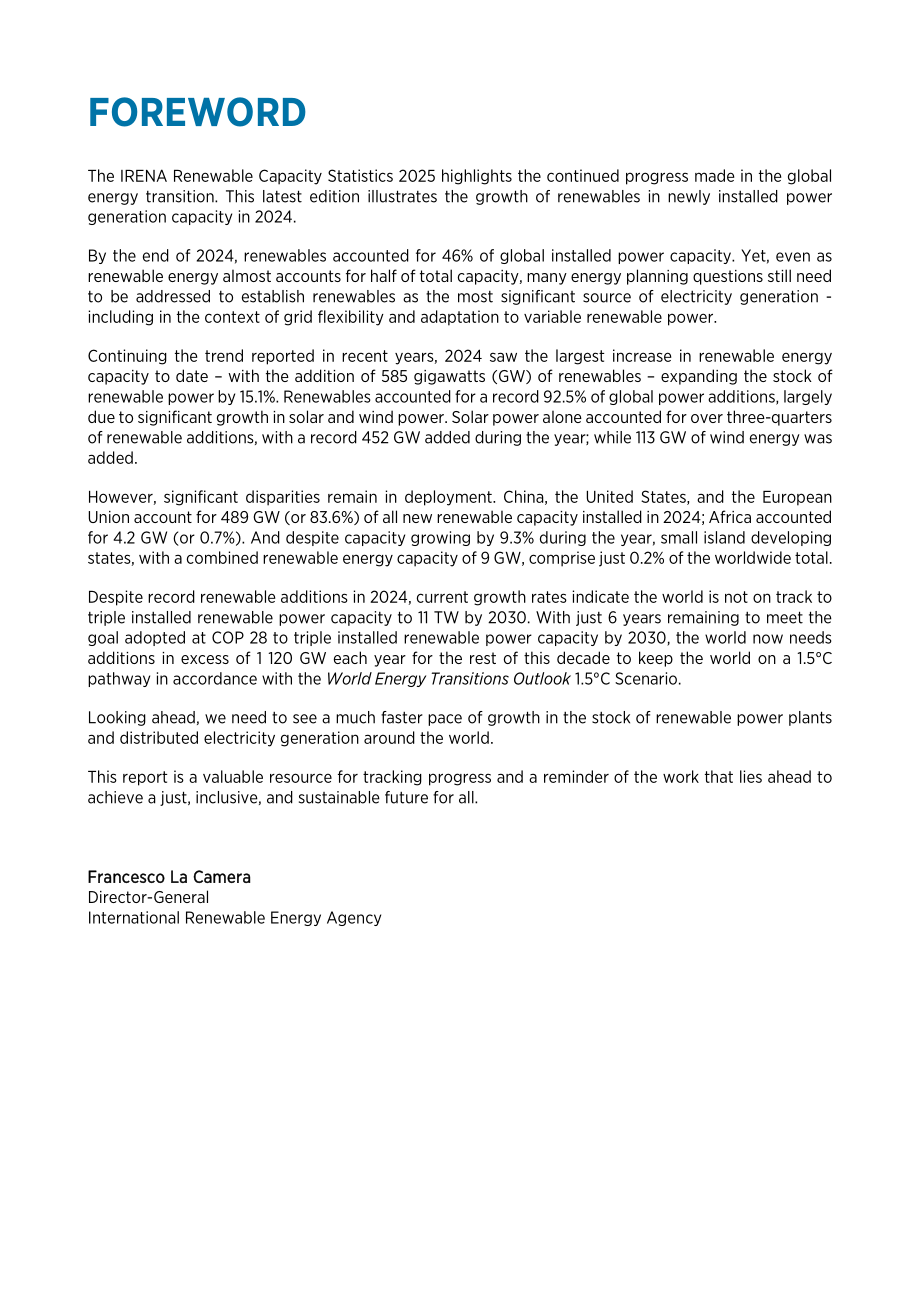 国际可再生能源署（IRENA）：2025年可再生能源装机容量数据统计报告（英法西三语版）（75页）.pdf_第3页