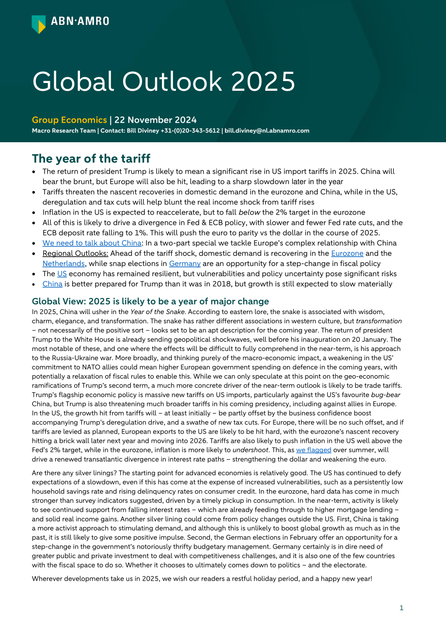 荷兰银行（ABN AMRO）：2025年全球经济展望报告（英文版）（21页）.pdf_第1页