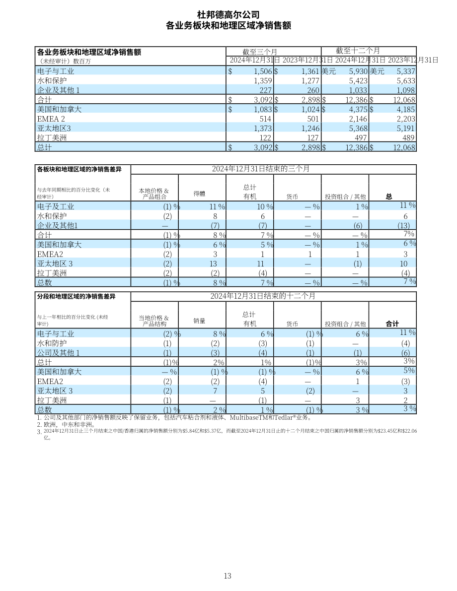 杜邦公司DuPont（DD）2024年第四季度及全年业绩报告「NYSE」（英文版）（16页）.pdf_第13页