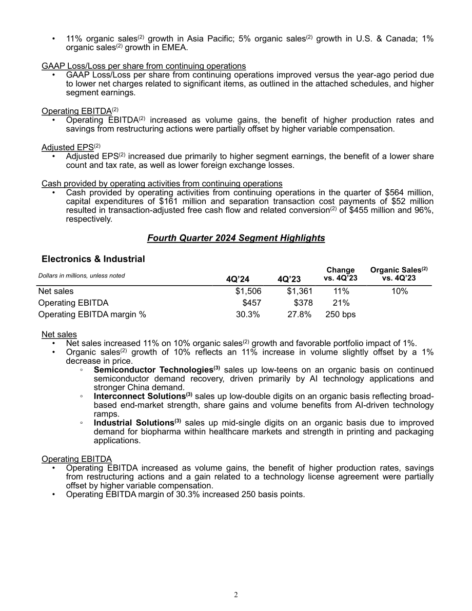 杜邦公司DuPont（DD）2024年第四季度及全年业绩报告「NYSE」（英文版）（16页）.pdf_第2页