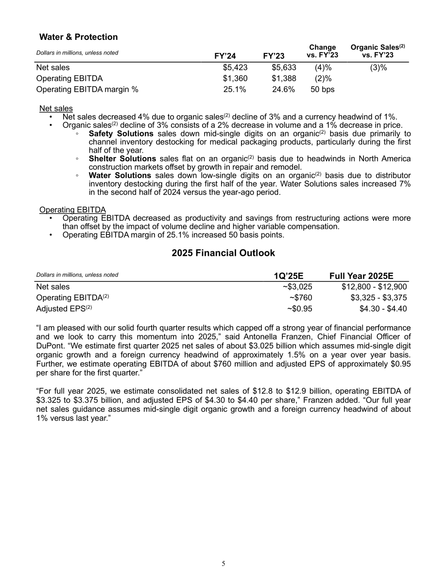 杜邦公司DuPont（DD）2024年第四季度及全年业绩报告「NYSE」（英文版）（16页）.pdf_第5页