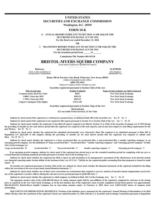 百时美施贵宝Bristol Myers Squibb（BMY）2024年10-K年度报告「NYSE」（英文版）（155页）.pdf
