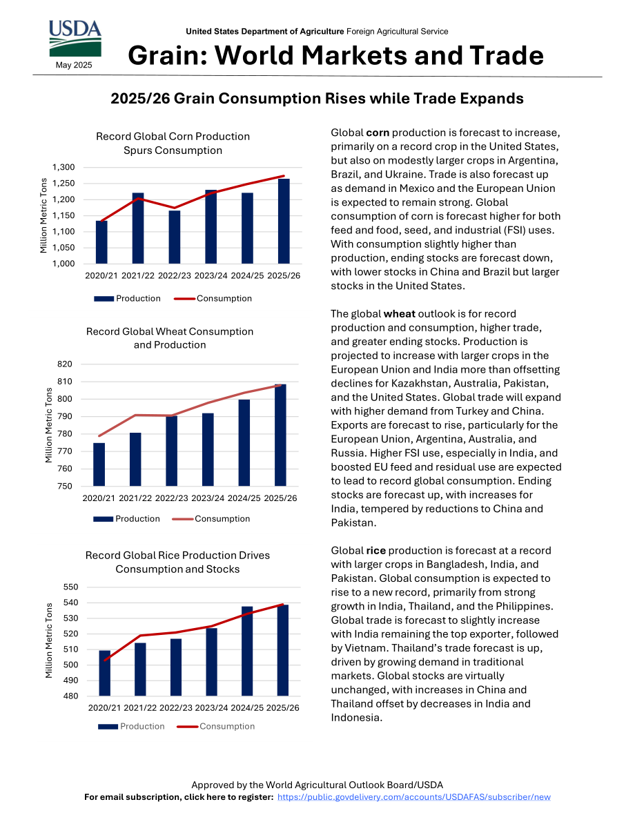 美国农业部：2025全球谷物粮食市场与贸易报告（英文版）（59页）.pdf_第1页