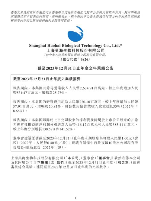 昊海生物科技：截至2023年12月31日止年度全年業績公告.pdf