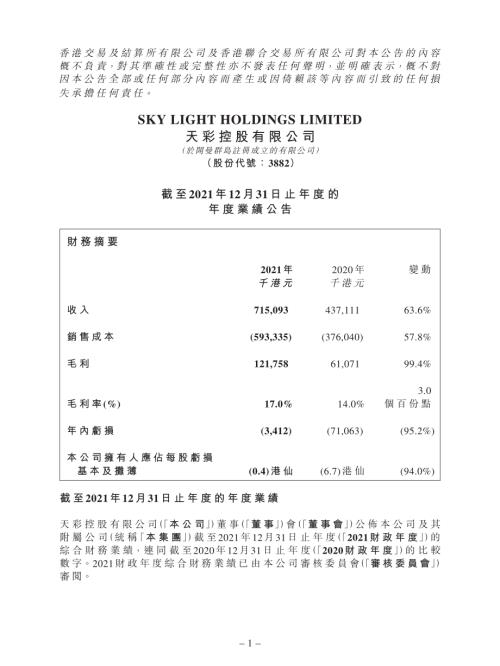 天彩控股：截至2021年12月31日止年度的年度業績公告.pdf
