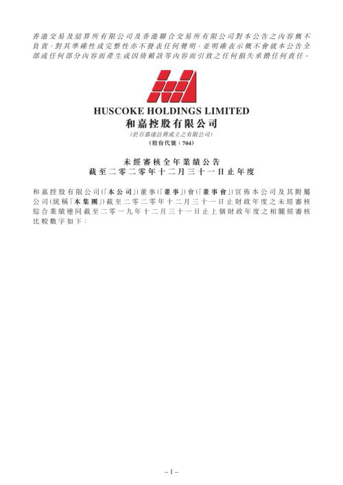和嘉控股：未經審核全年業績公告截至二零二零年十二月三十一日止年度.pdf