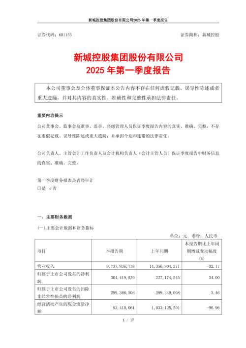 新城控股：新城控股2025年第一季度报告.pdf