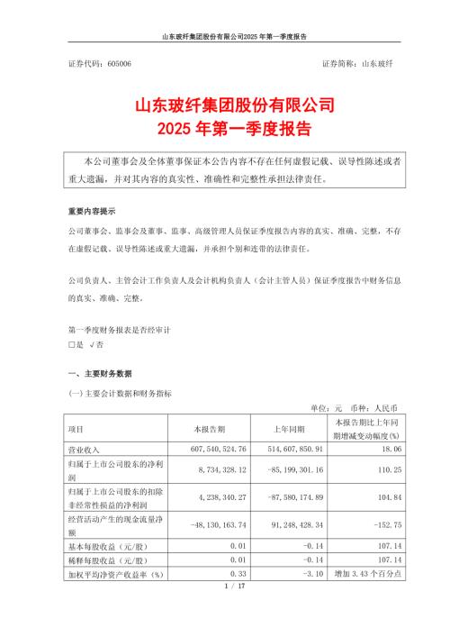 山东玻纤：山东玻纤集团股份有限公司2025年第一季度报告.pdf