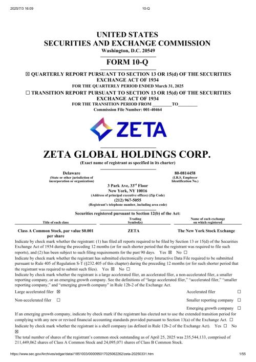 Zeta Global Holdings Corp. (ZETA) 2025年第一季度财报(10-Q)「NYSE」.pdf
