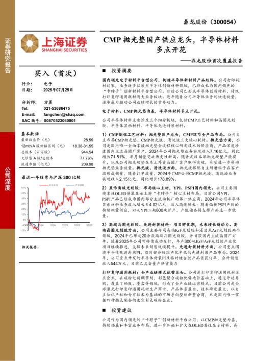鼎龙股份（300054）-A股公司首次覆盖报告：CMP抛光垫国产供应龙头半导体材料多点开花-250725（28页）.pdf