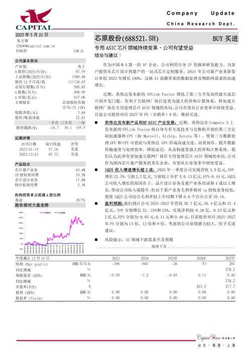 【群益证券】芯原股份（688521）-专用ASIC芯片领域持续变革，公司有望受益-250521（3页）.pdf