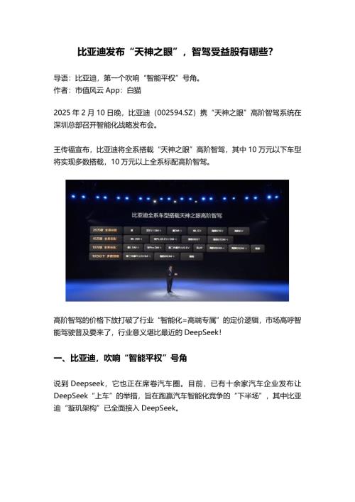 【市值风云】比亚迪（002594）-比亚迪发布“天神之眼”，智驾受益股有哪些？-250211（14页）.pdf