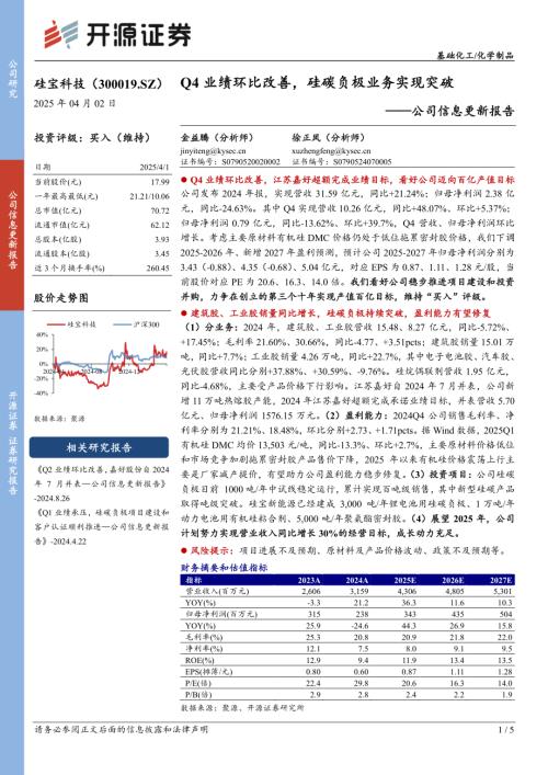 【开源证券】硅宝科技（300019）-公司信息更新报告：Q4业绩环比改善，硅碳负极业务实现突破-250402（5页）.pdf