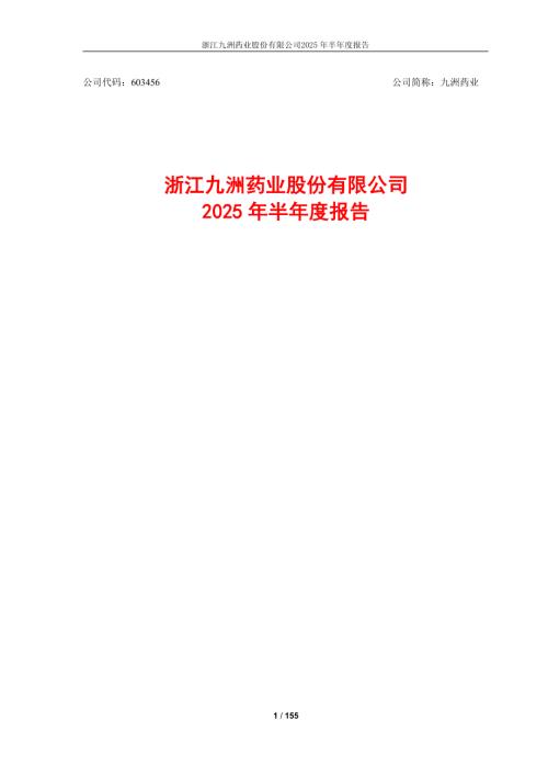 九洲药业：浙江九洲药业股份有限公司2025年半年度报告.PDF