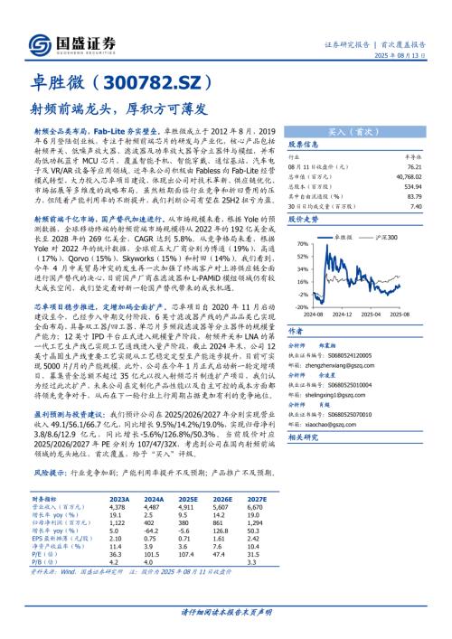 卓胜微（300782）-A股公司研究报告：射频前端龙头厚积方可薄发-250813（23页）.pdf