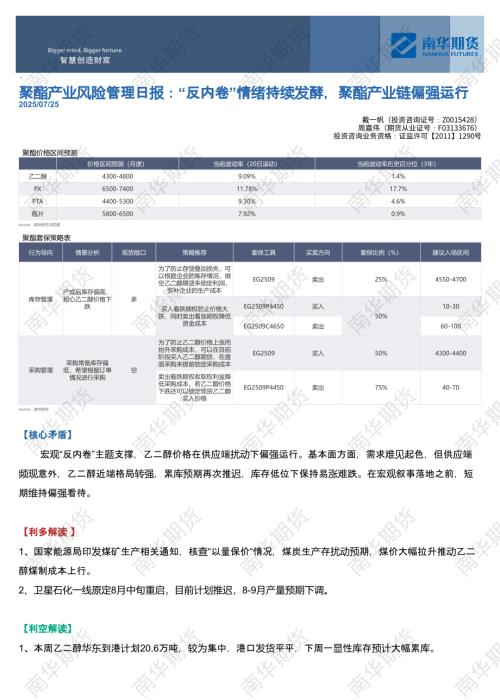 【南华期货】聚酯产业风险管理日报：“反内卷”情绪持续发酵，聚酯产业链偏强运行-250725（3页）.pdf