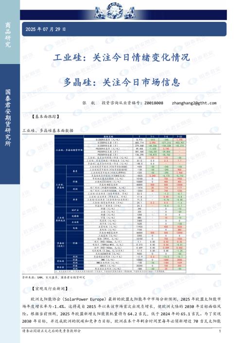【国泰期货】工业硅：关注今日情绪变化情况 多晶硅：关注今日市场信息-250729（3页）.pdf