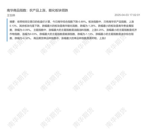 【南华期货】南华商品指数：农产品上涨，能化板块领跌-250403（8页）.pdf