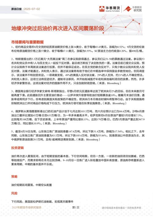 【华泰期货】原油日报：地缘冲突过后油价再次进入区间震荡阶段-250702（6页）.pdf