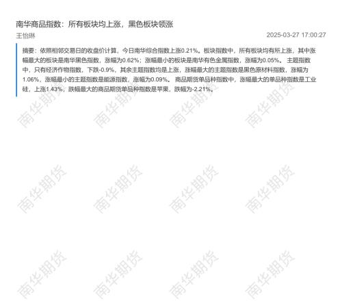 【南华期货】南华商品指数：所有板块均上涨，黑色板块领涨-250327（8页）.pdf