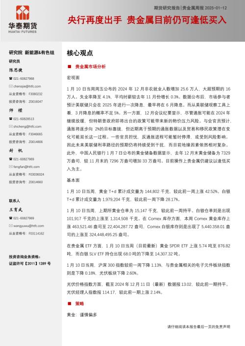 【华泰期货】贵金属周报：央行再度出手 贵金属目前仍可逢低买入-250112（10页）.pdf