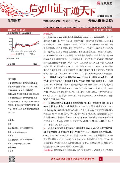 【山西证券】创新药动态更新：NSCLCIO疗法：PD-1/VEGF、PD-1/IL-2α-bias、PD-L1ADC、PD-1/VEGF/CTLA-4潜力已现-250818（4页）.pdf