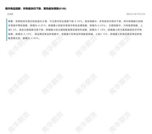 【南华期货】南华商品指数：所有板块均下跌，黑色板块领跌-250106（8页）.pdf