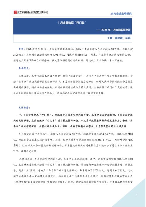 【东方金诚】2025年1月金融数据点评：1月金融数据“开门红”-250217（3页）.pdf