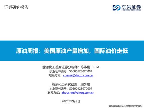 【东吴证券】原油周报：美国原油产量增加，国际油价走低-250209（56页）.pdf