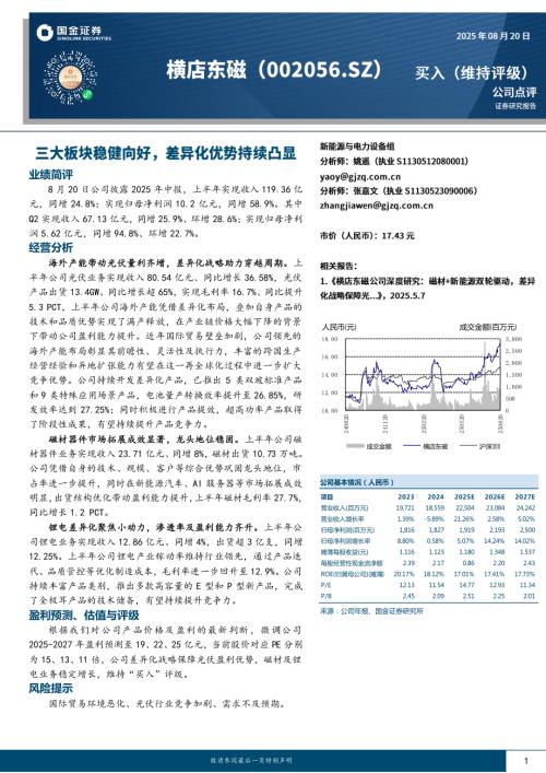 【国金证券】横店东磁（002056）-三大板块稳健向好，差异化优势持续凸显-250820（4页）.pdf
