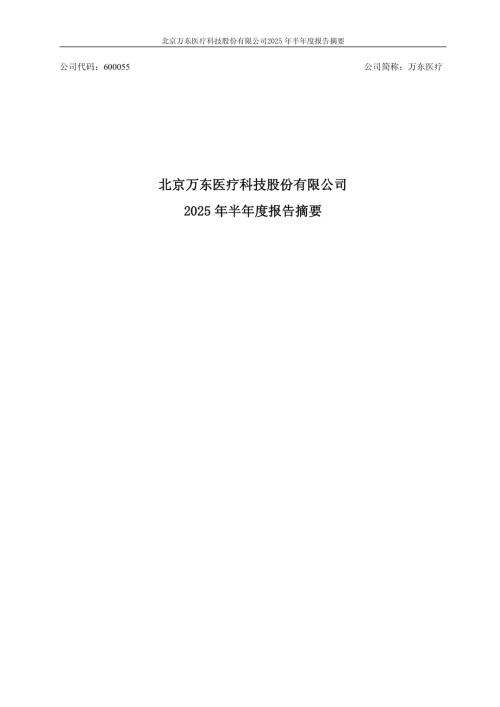 万东医疗：万东医疗2025年半年度报告摘要.PDF