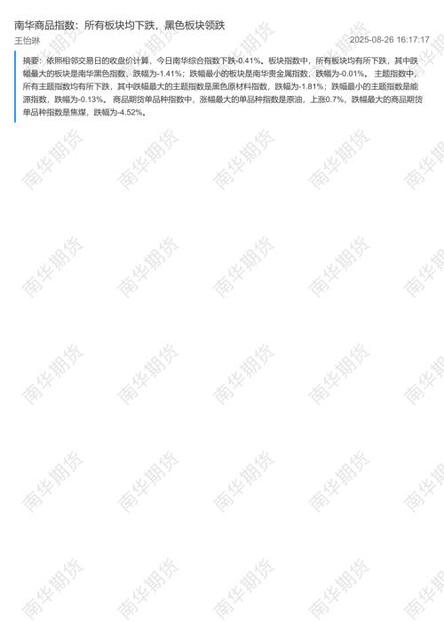 【南华期货】南华商品指数：所有板块均下跌，黑色板块领跌-250826（2页）.pdf
