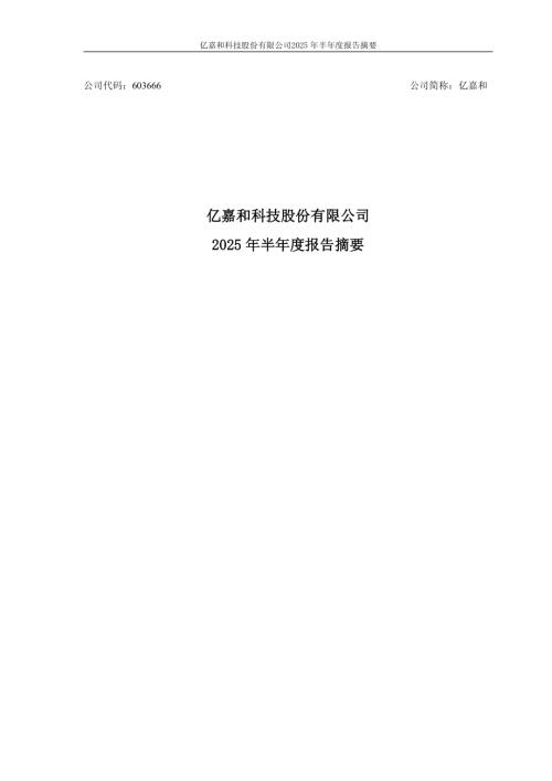 亿嘉和：亿嘉和科技股份有限公司2025年半年度报告摘要.PDF