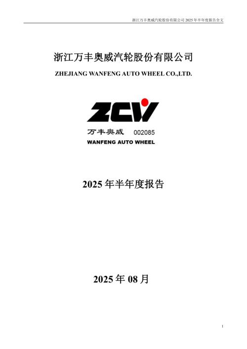 万丰奥威：2025年半年度报告.PDF