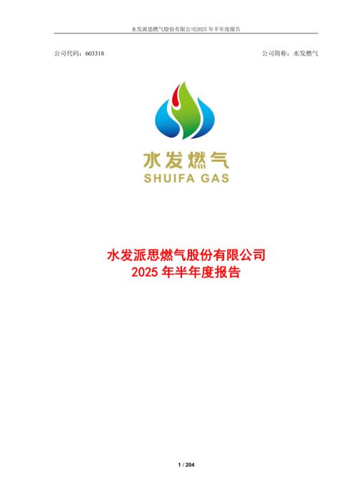 水发燃气：水发派思燃气股份有限公司2025年半年度报告.PDF