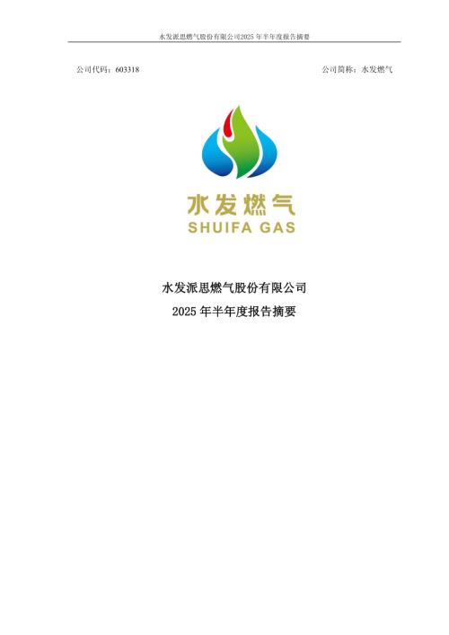 水发燃气：2025年半年度报告摘要.PDF