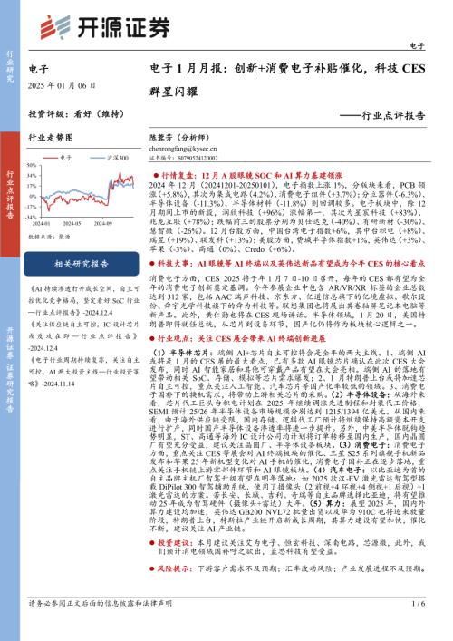 【开源证券】电子行业点评报告：电子1月月报：创新+消费电子补贴催化，科技CES群星闪耀-250106（6页）.pdf
