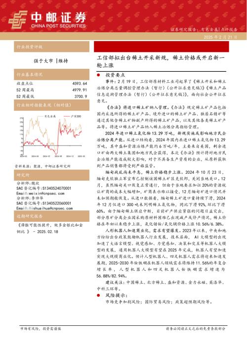 【中邮证券】有色金属：工信部拟出台稀土开采新规，稀土价格或开启新一轮上涨-250221（7页）.pdf
