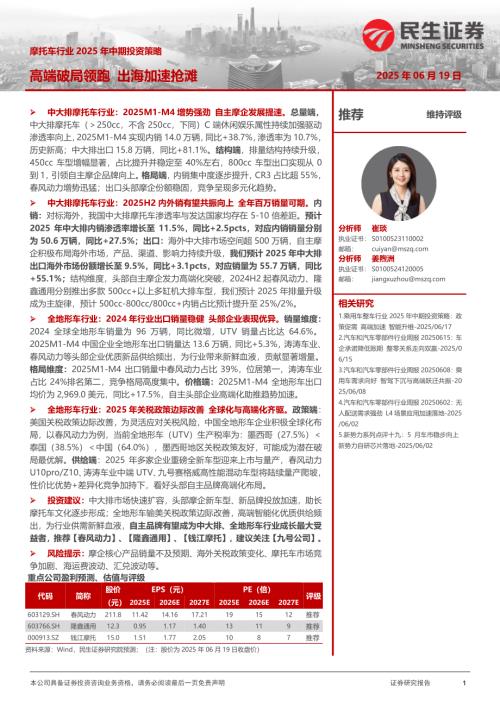 【民生证券】摩托车行业2025年中期投资策略：高端破局领跑 出海加速抢滩-250619（44页）.pdf