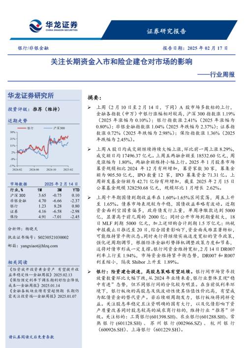 【华龙证券】银行/非银金融行业周报：关注长期资金入市和险企建仓对市场的影响-250217（11页）.pdf