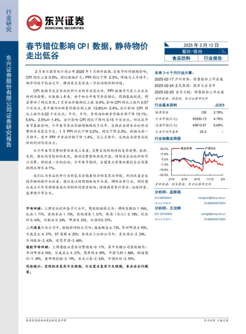 【东兴证券】食品饮料行业报告：春节错位影响CPI数据，静待物价走出低谷-250212（9页）.pdf