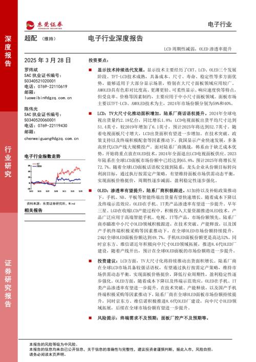 【东莞证券】电子行业深度报告：LCD周期性减弱，OLED渗透率提升-250328（21页）.pdf