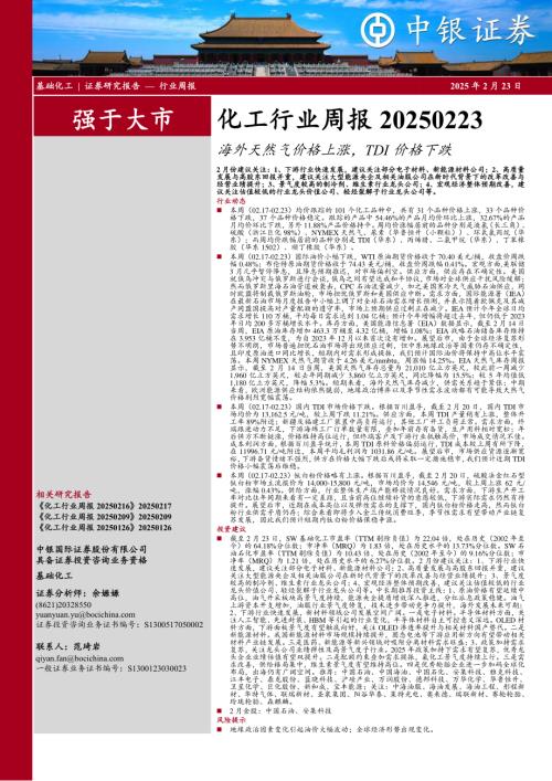 【中银证券】化工行业周报：海外天然气价格上涨，TDI价格下跌-250223（12页）.pdf