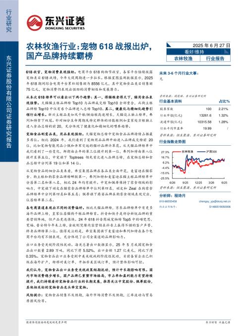 【东兴证券】农林牧渔行业：宠物618战报出炉，国产品牌持续霸榜-250627（10页）.pdf